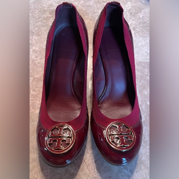 Tory Burch Shoes - Tory Burch Burgundy Flats with Gold Logo